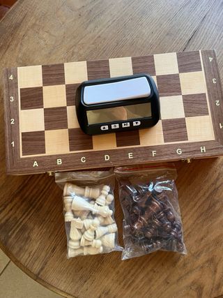 Ajedrez de madera magnético + Damas