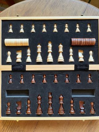 Ajedrez de madera magnético + Damas