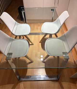 Mesa Comedor Cristal y Metal