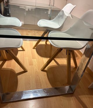 Mesa Comedor Cristal y Metal