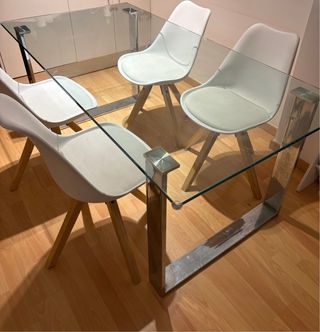 Mesa Comedor Cristal y Metal