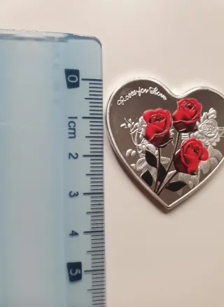 Moneda Corazón Rosas Amor