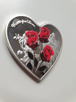 Moneda Corazón Rosas Amor