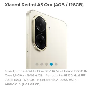 Xiaomi Redmi A5 Oro 4GB/128GB