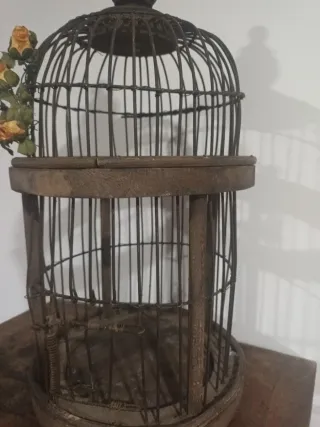 Jaula Decorativa Alambre y Madera