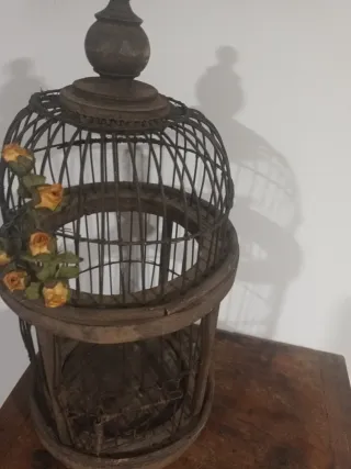Jaula Decorativa Alambre y Madera