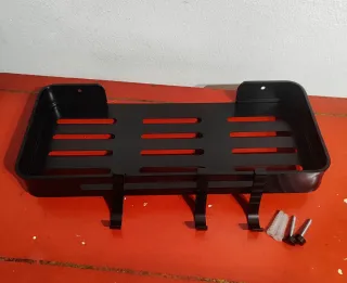 Estante de ducha negro con ganchos