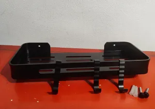 Estante de ducha negro con ganchos