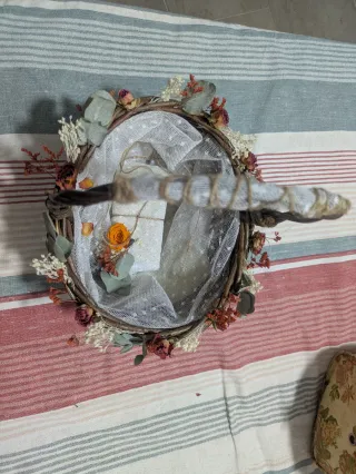 Cesta de mimbre para boda rústica/boho