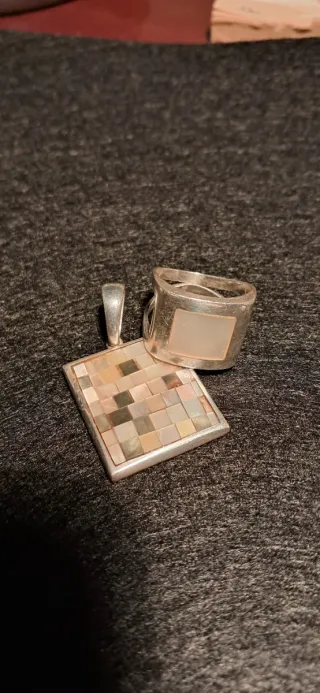 Colgante y Anillo Nácar Plata