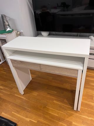 Mesa escritorio plegable madera y blanco