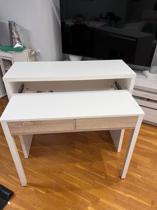 Mesa escritorio plegable madera y blanco
