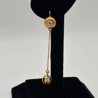 Pendientes largos oro 18kt con perlas