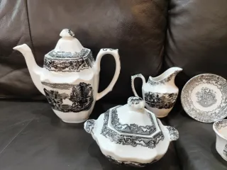 Juego de café 5 tazas y platillos Cartuja Pickman