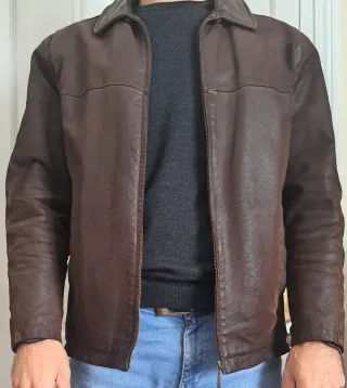 Chaqueta de piel aviador marrón