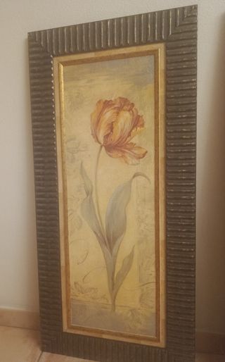 2 Cuadros Decorativos Flor Tulipán Dorado
