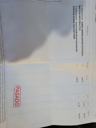 Placa de inducción Zanussi poco uso (10 dias)