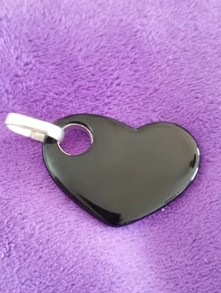 Colgante Corazón Plata Ley y Ónix Natural