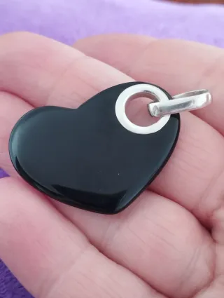 Colgante Corazón Plata Ley y Ónix Natural