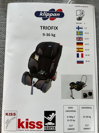 Silla de coche para niño 9-36 kg marca Kipplan
