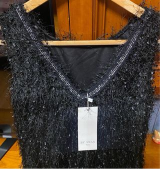 Vestido BY SWAN negro con flecos