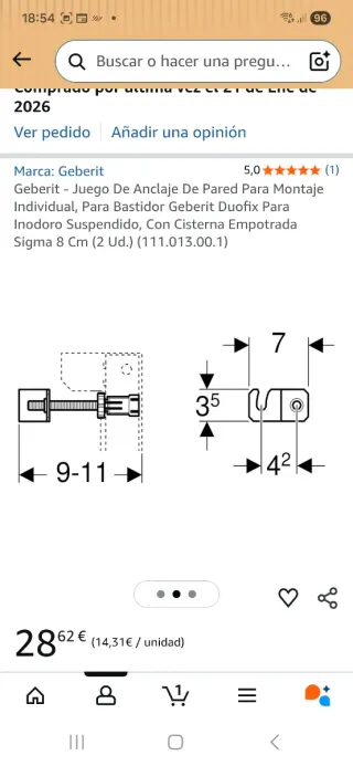 Juego anclajes Geberit