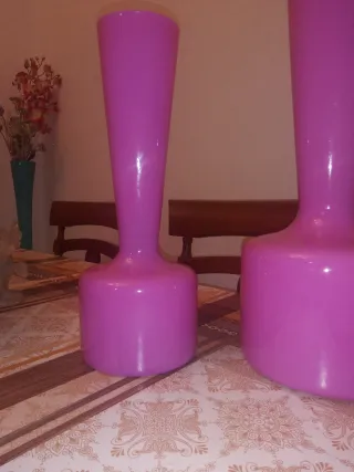 2 Jarrones de Cristal Morado