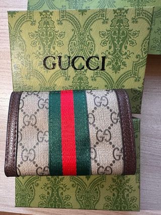 Portafoglio Gucci Beige/Marrone GG Supreme