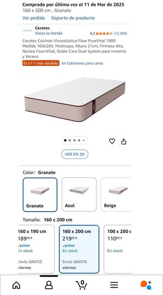 Colchón Viscoelástico Cecotec 160x200