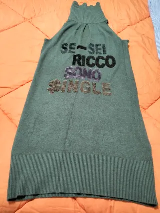 Abito donna collo alto con perline