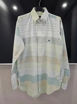 Camicia Etro Uomo Righe Verdi e Bianche