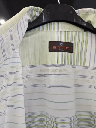 Camicia Etro Uomo Righe Verdi e Bianche