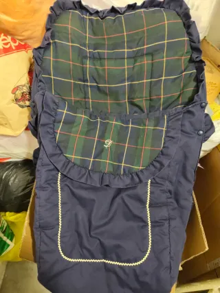 Funda Saco Silla Bebé Tartán y Azul Marino