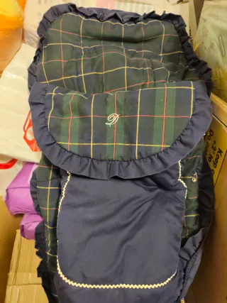 Funda Saco Silla Bebé Tartán y Azul Marino