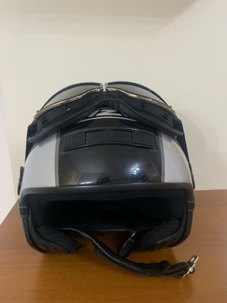 Casco Moto Vintage Cruiser Gafas Cuero