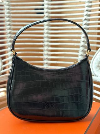 Bolso Pinko Negro Cocodrilo PINKO Bolso Half Moon