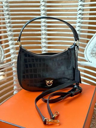 Bolso Pinko Negro Cocodrilo PINKO Bolso Half Moon