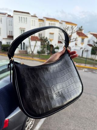 Bolso Pinko Negro Cocodrilo PINKO Bolso Half Moon