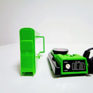 Plancha de viaje verde metal vintage