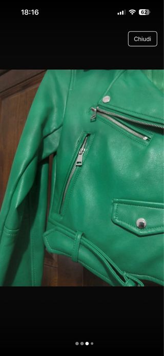 Giacca in pelle verde