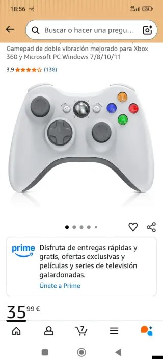 Mando Inalámbrico Xbox 360 o pc + USB Dongle.