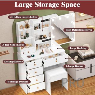 Tocador de maquillaje con espejo