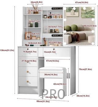 Tocador de maquillaje con espejo