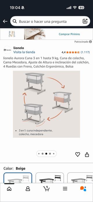 Mini cuna colecho Lionelo Aurora