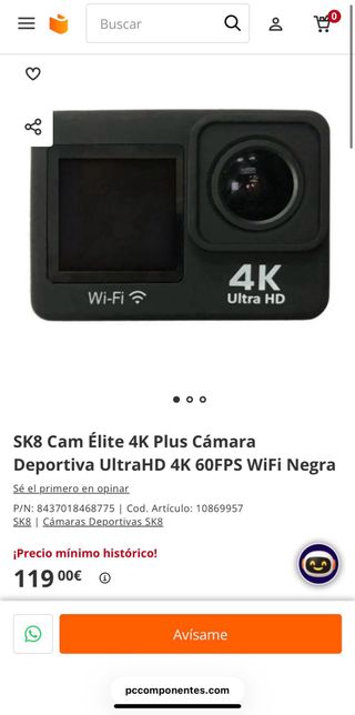 SK8 CAM Elite Plus Cámara de Acción 4K