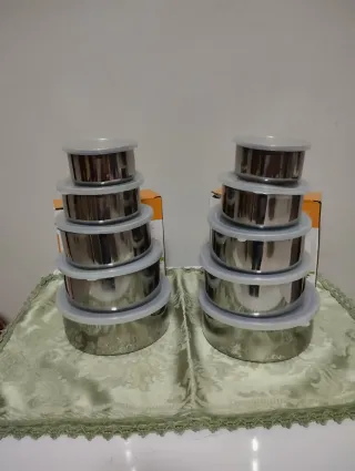 Set 10 Contenitori Cibo Acciaio Inox