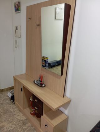 Mueble recibidor madera y metal