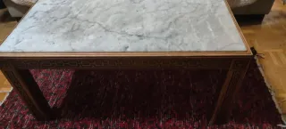 Mesa centro madera y mármol