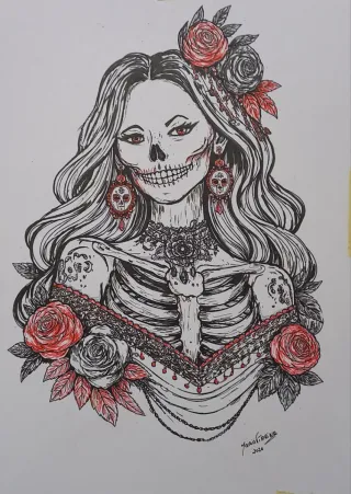 Pintura Original - Caveira Mexicana