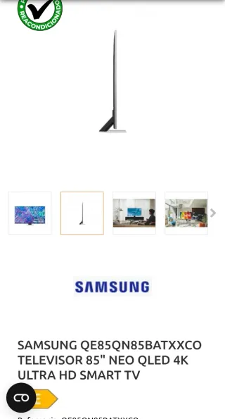 TV Samsung 85 Neo QLED QE85QN85BATXXCO